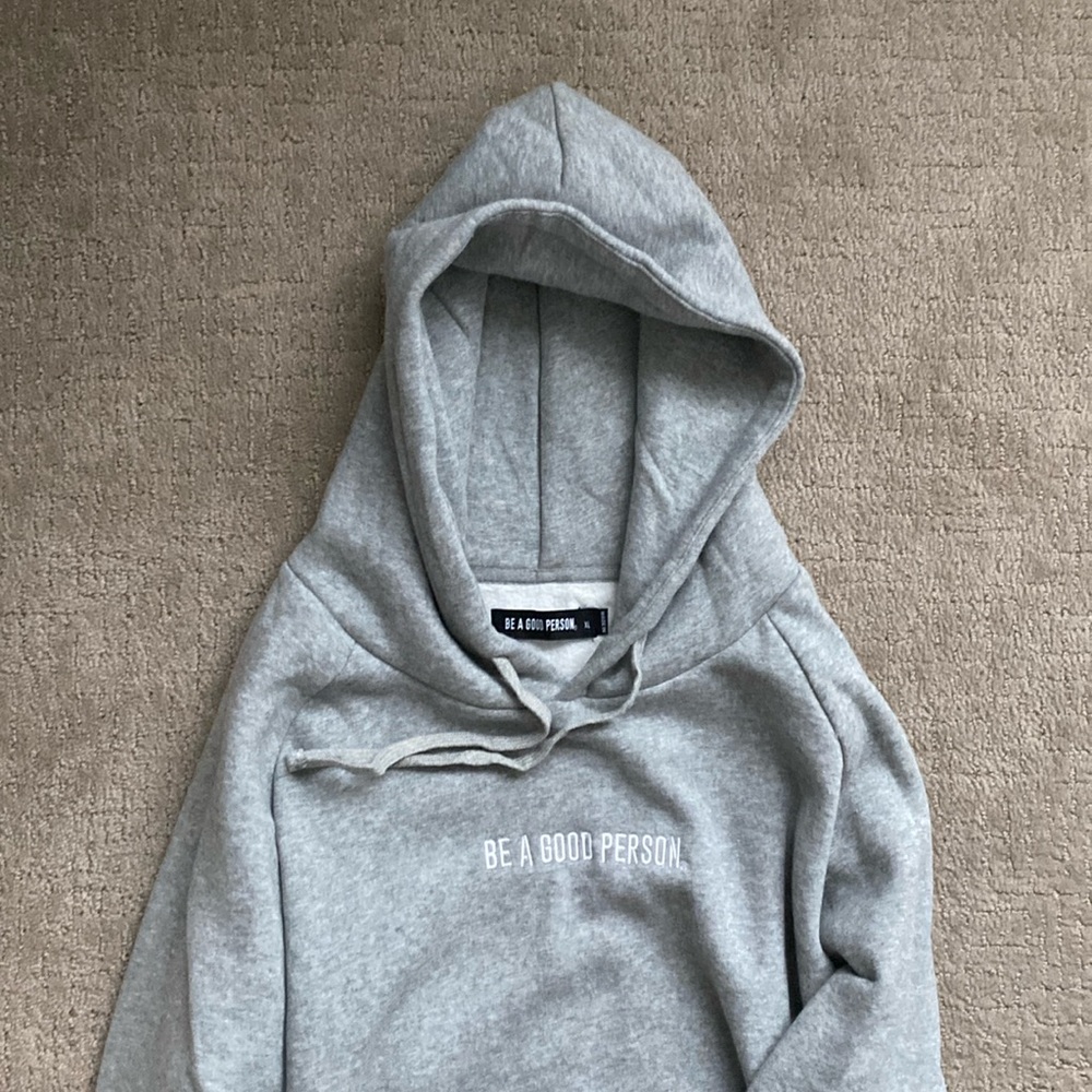 Be A Good Person Unisex Parallel Box Hoodie 2.0 - Heather Grey - NWOT